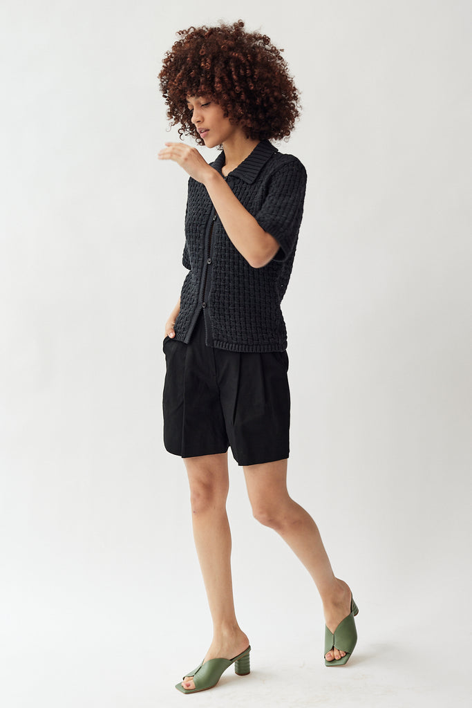 Dunst Cotton Linen Shorts in Black at Parc Shop