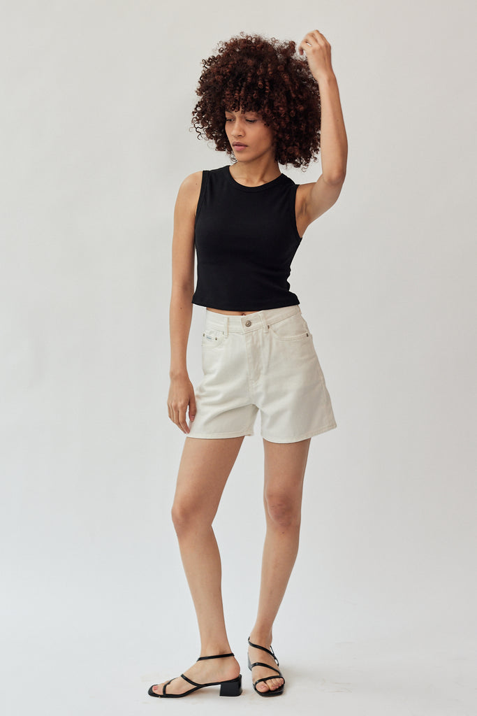 Dunst Essential Denim Shorts in Off White at Parc Shop
