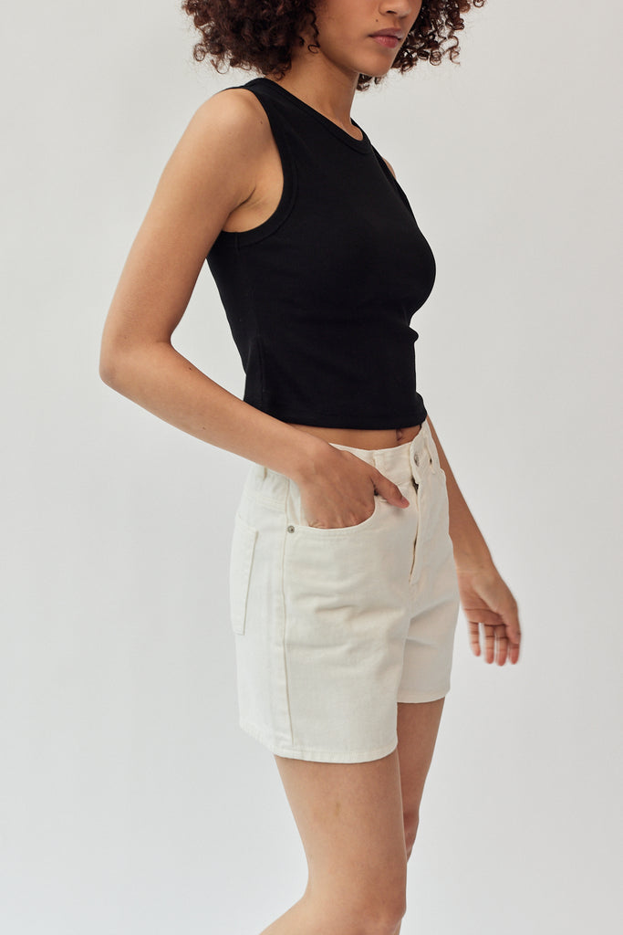 Dunst Essential Denim Shorts in Off White at Parc Shop