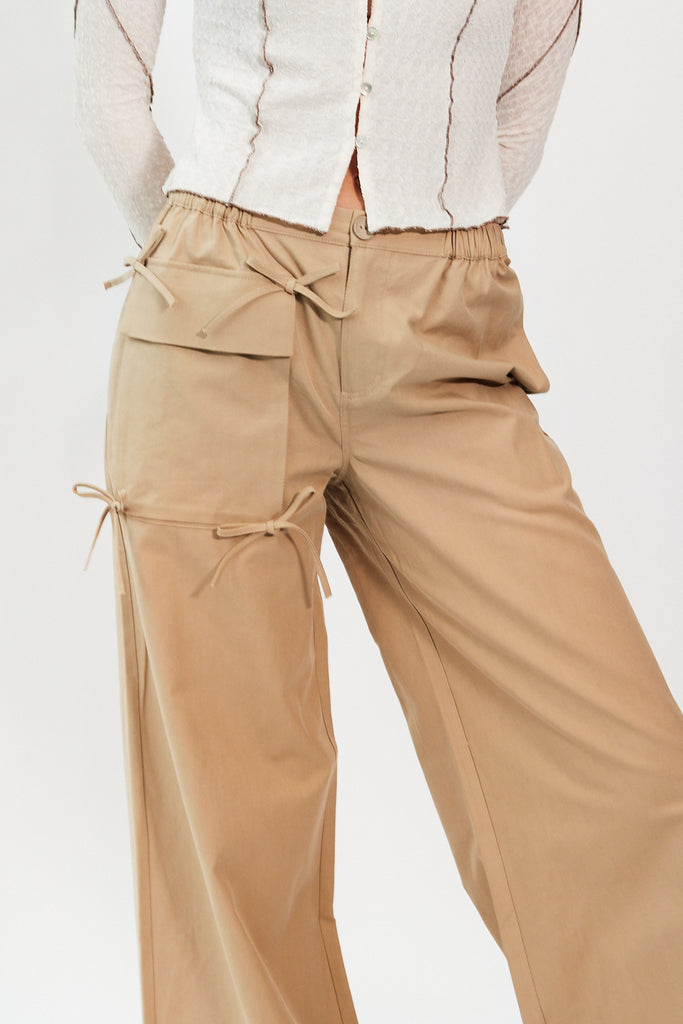Find Me Now Cargo Bow Wide Leg Pant  in Nomad at Parc Shop