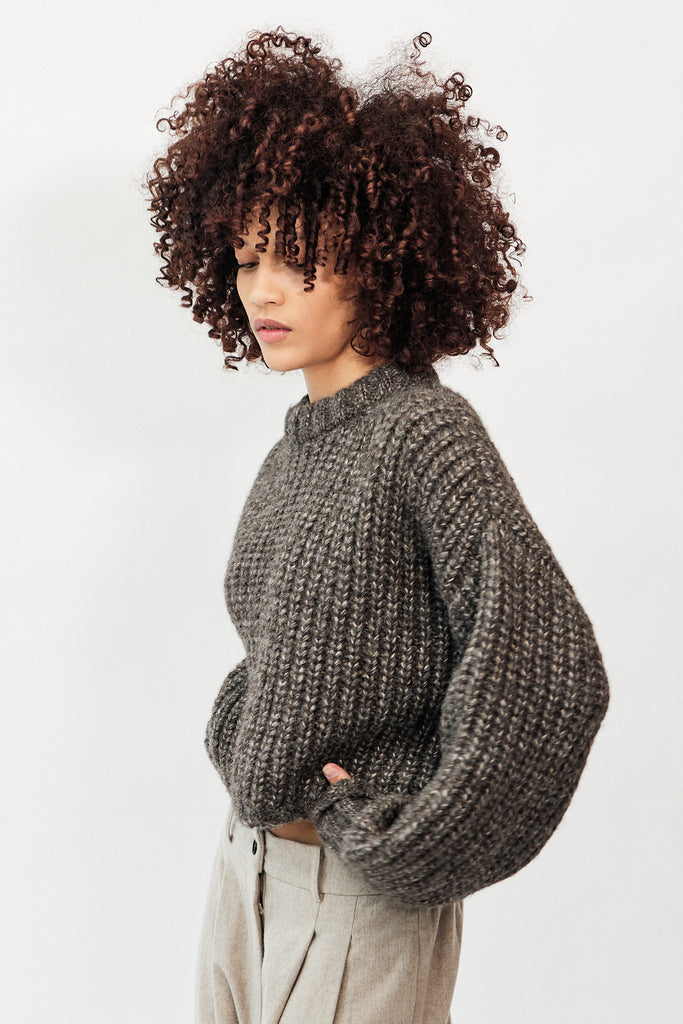 First Rite - Crop Crew Sweater - Charcoal - Parc Shop