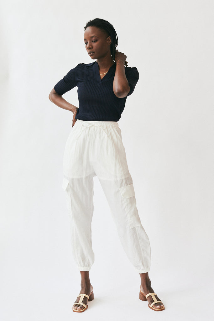 Mjeong Park Lightweight Cargo Pant in White at Parc Shop