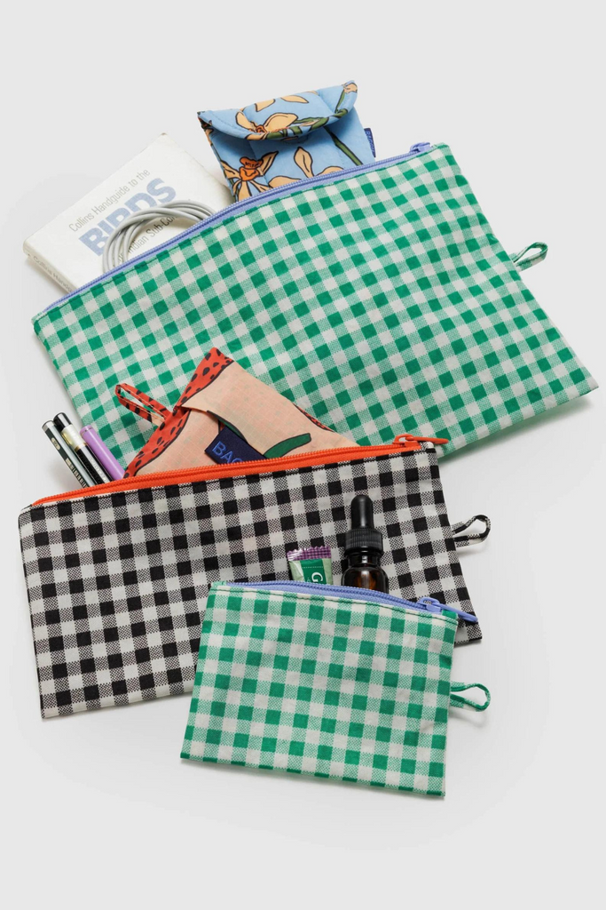Baggu Flat Pouch Set in Gingham at Parc Shop
