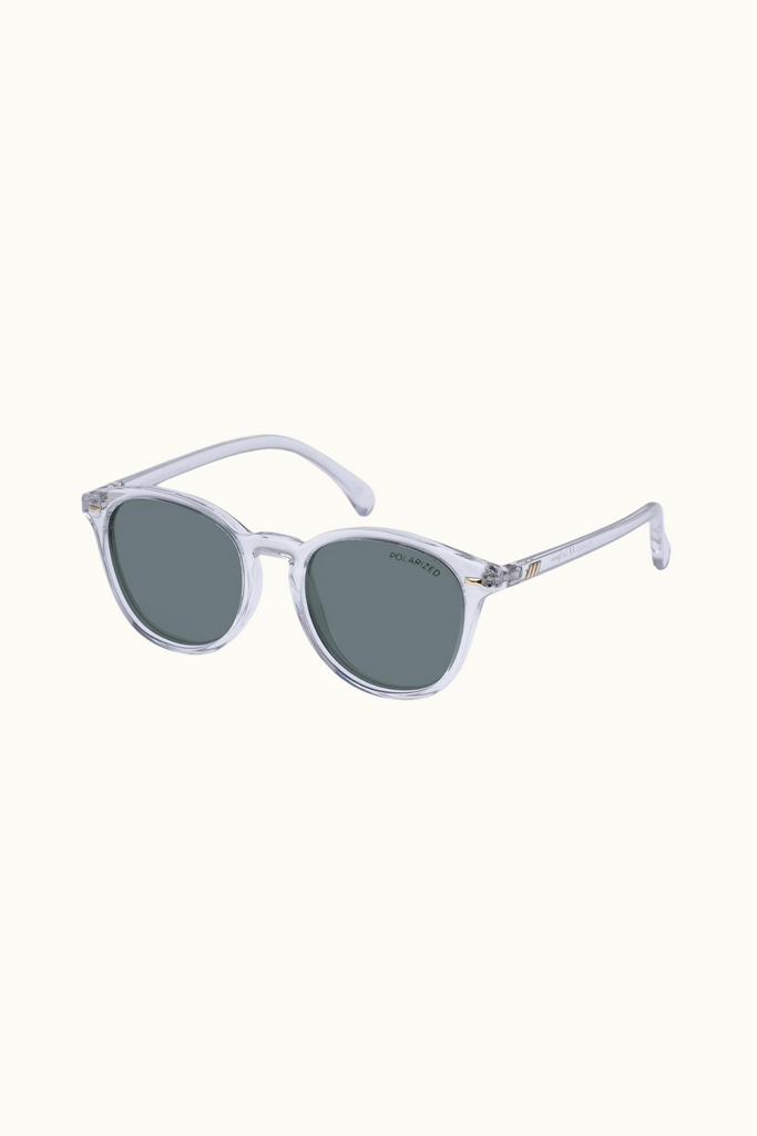 Le Specs Polarized Bandwagon Sunglasses in Crystal Clear at Parc Shop