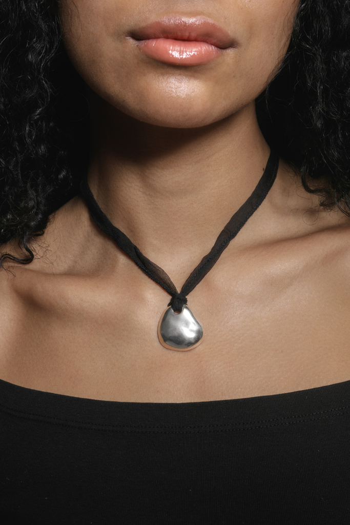 Wolf Circus Petal Necklace in Black Silk Cord at Parc Shop