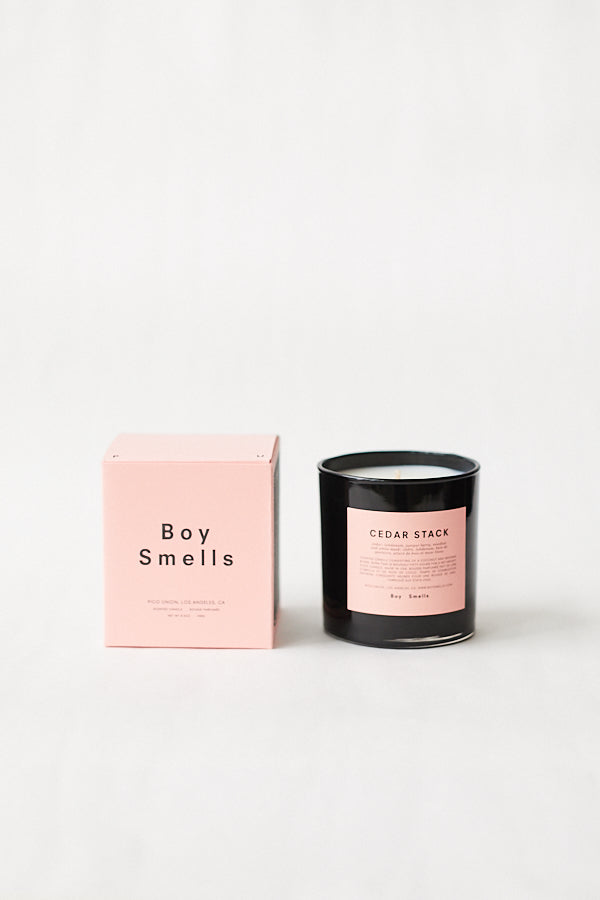 Boy Smells Cedar Stack Candle Labdanum Juniper Berry Sawdust White Musk Coconut beeswax hand poured los angeles
