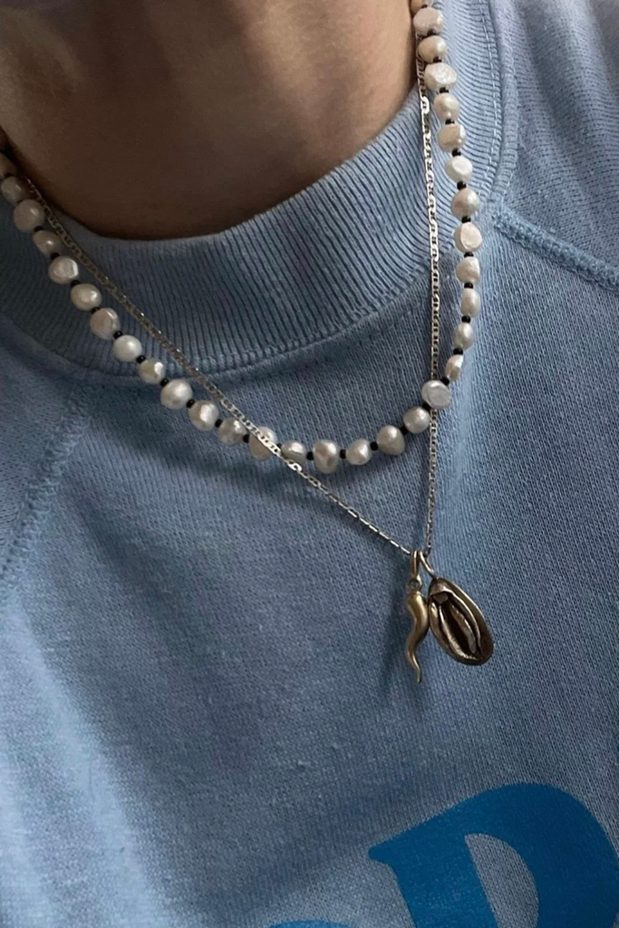 Sea + Pattern Frosted Pearl Necklace at Parc Shop