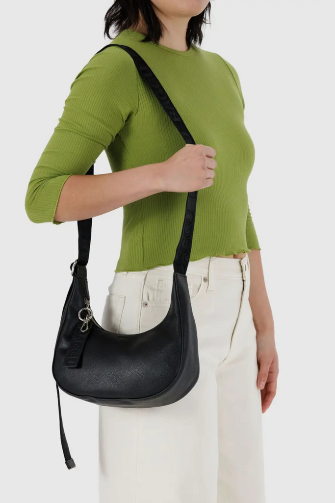 Small Recycled Leather Crescent Bag in Black at Parc Shop | Minneapolis, MN 