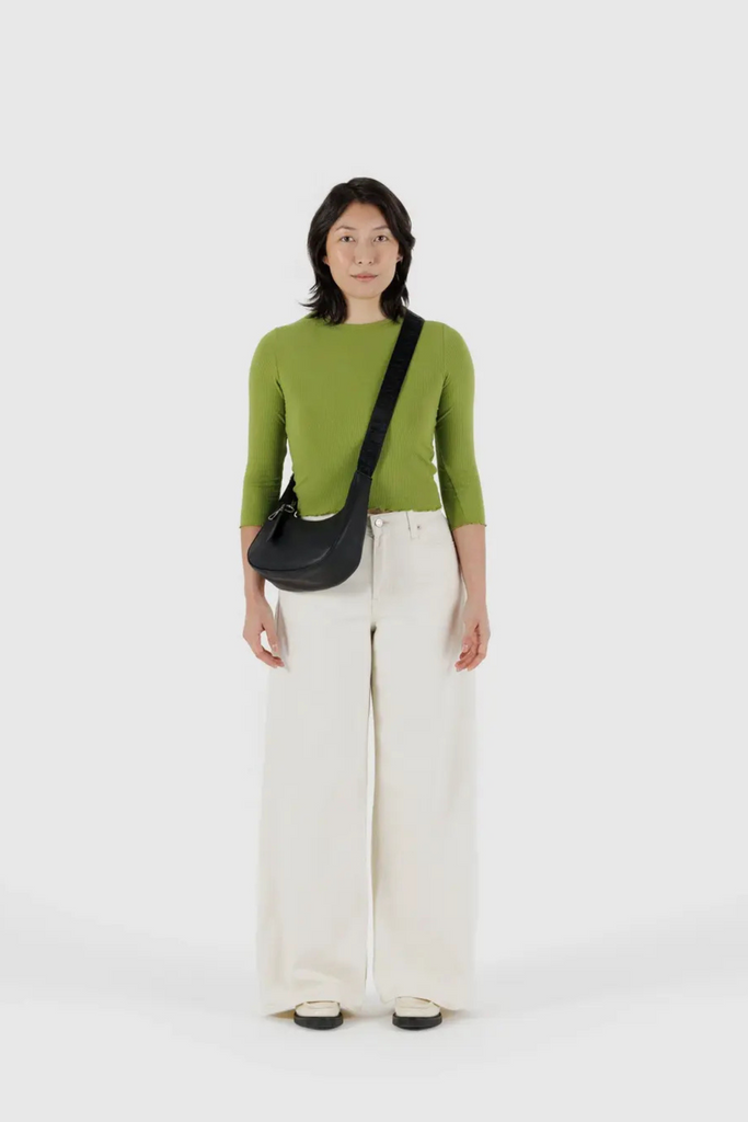 Small Recycled Leather Crescent Bag in Black at Parc Shop | Minneapolis, MN 