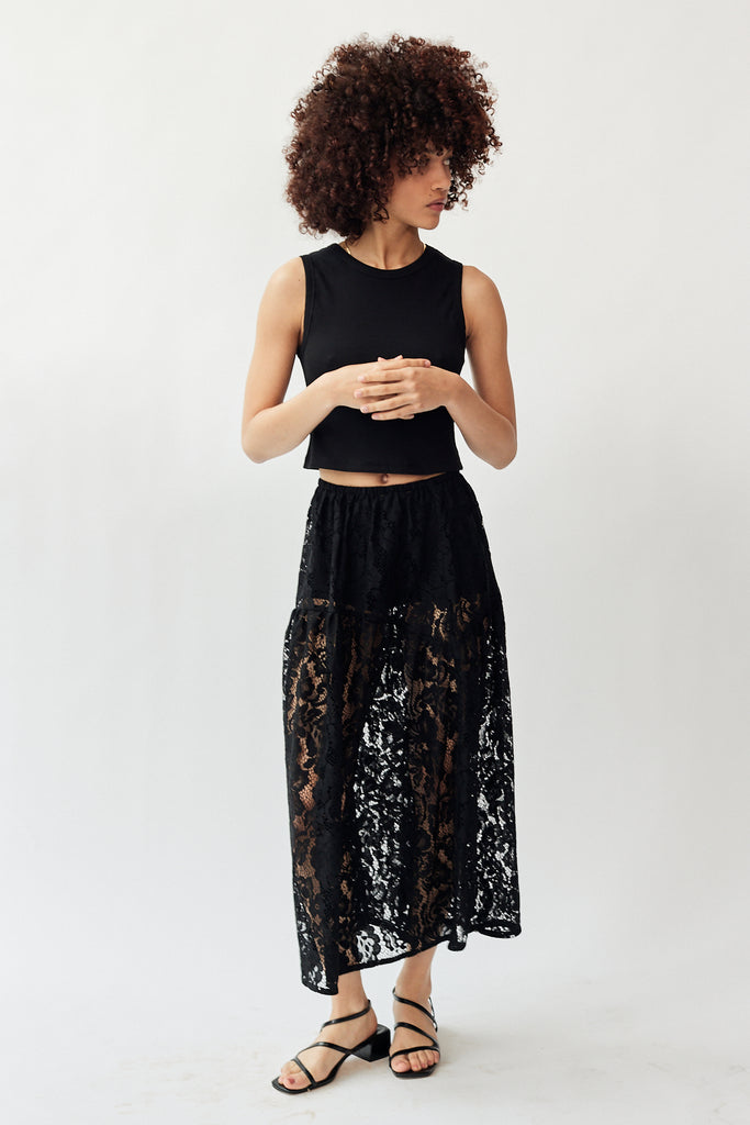 A Bronze Age Field Skirt in Black Lanai Lace at Parc Shop