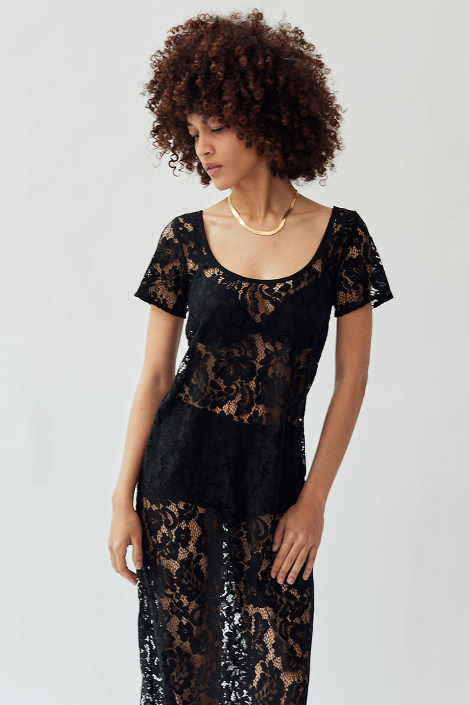 A Bronze Age Mimi Lace Dress in Black Lanai Lace at Parc Shop