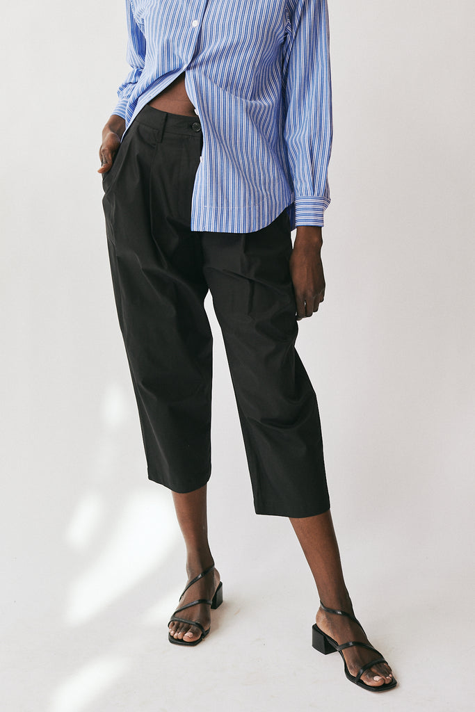 Amente Pleated Taped Pant in Black at Parc Shop