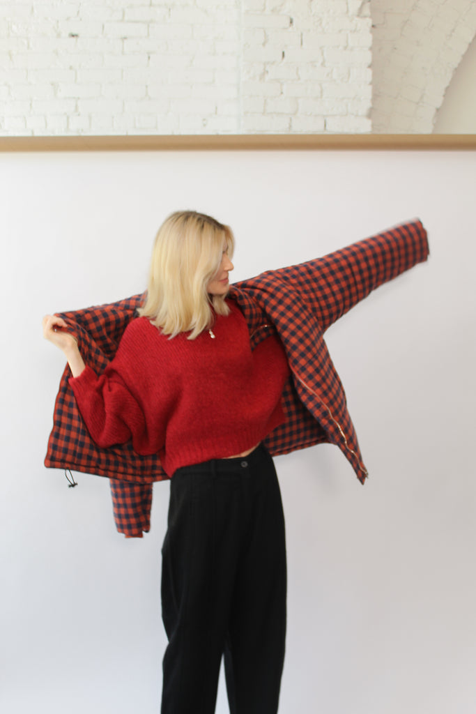 Amente Puff Gingham Jacket in Brick/Black at Parc Shop | Minneapolis, MN