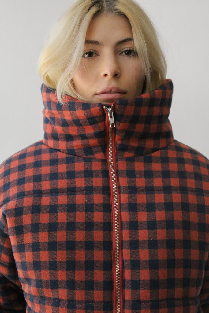 Amente Puff Gingham Jacket in Brick/Black at Parc Shop | Minneapolis, MN