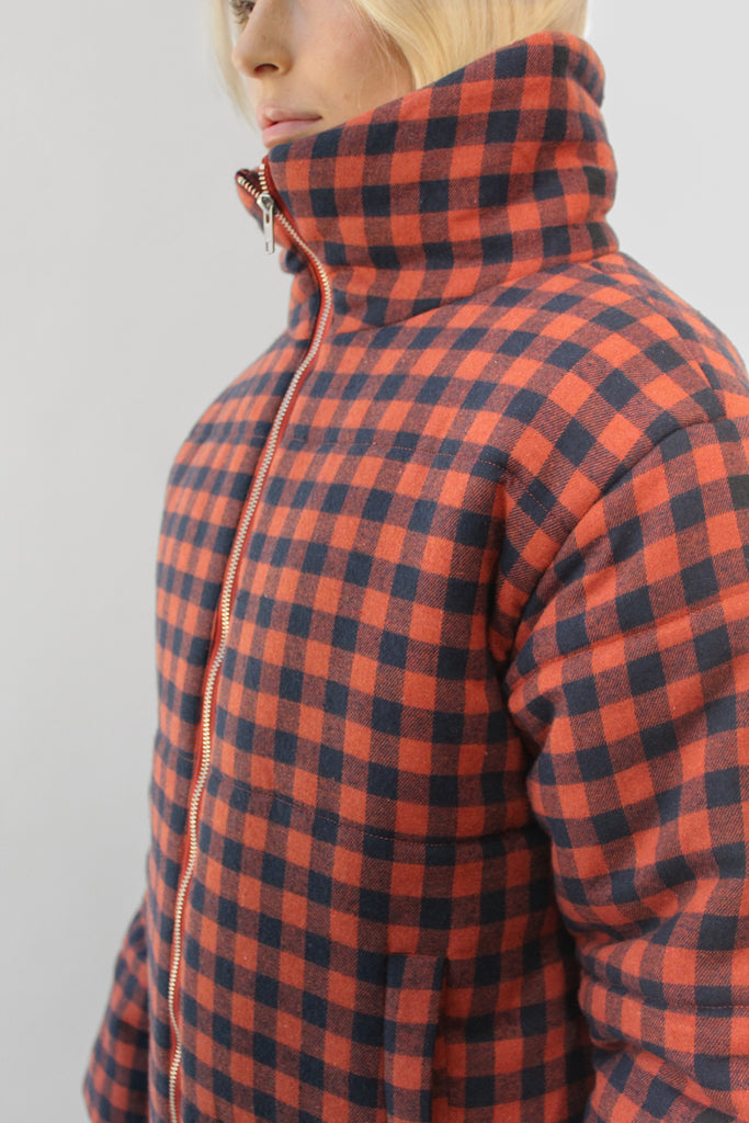 Amente Puff Gingham Jacket in Brick/Black at Parc Shop | Minneapolis, MN