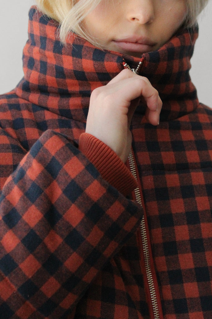 Amente Puff Gingham Jacket in Brick/Black at Parc Shop | Minneapolis, MN