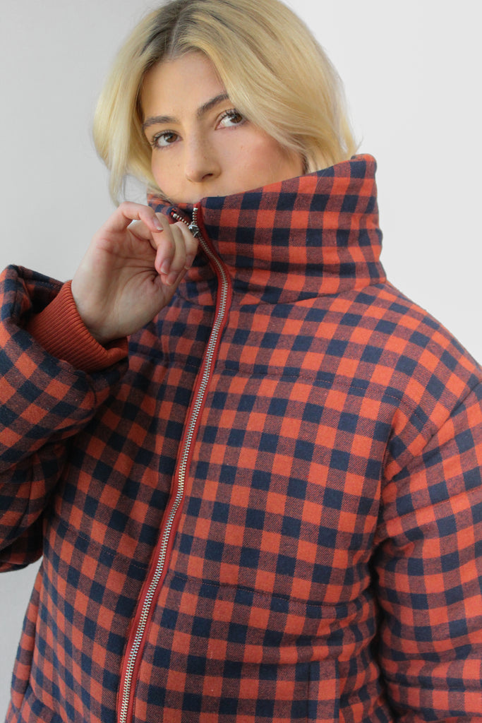 Amente Puff Gingham Jacket in Brick/Black at Parc Shop | Minneapolis, MN