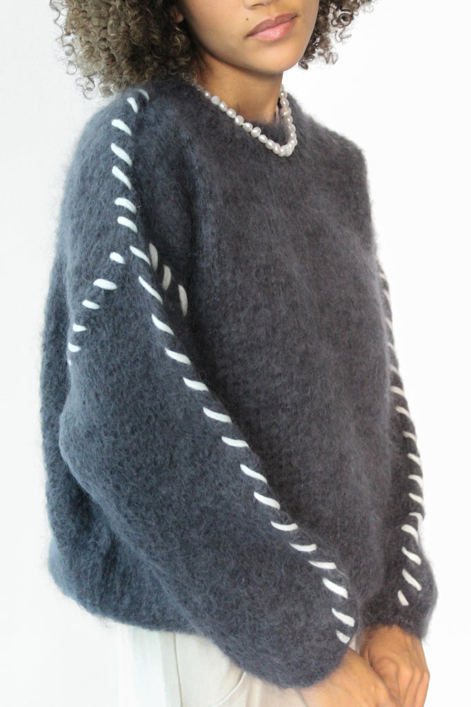 American Dreams Catia Mohair Stitch Pullover in Anthracite at Parc Shop | Minneapolis, MN