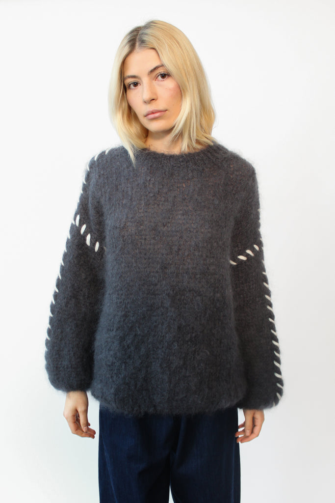 American Dreams Catia Mohair Stitch Pullover in Anthracite at Parc Shop | Minneapolis, MN