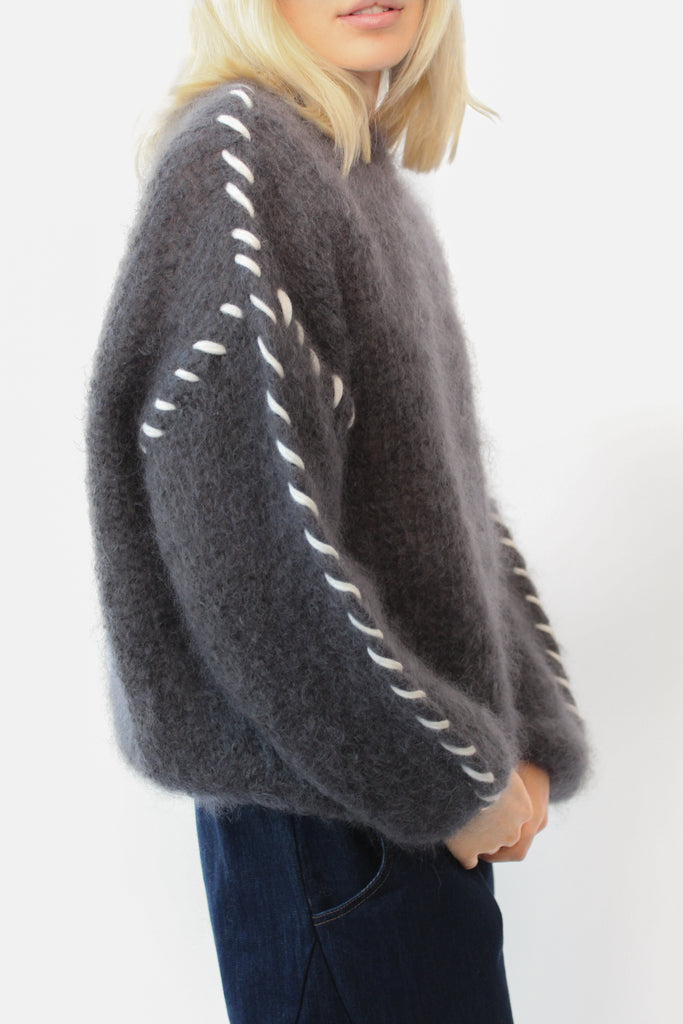 American Dreams Catia Mohair Stitch Pullover in Anthracite at Parc Shop | Minneapolis, MN