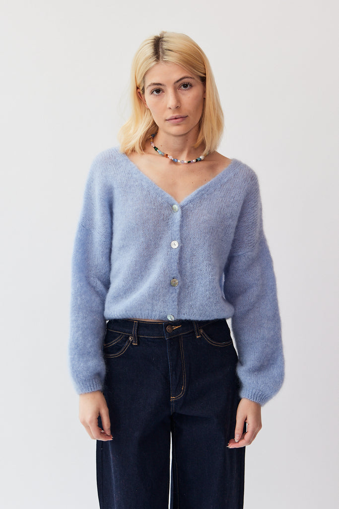 American Dreams Cornelia Cropped Cardigan in Light Blue at Parc Shop | Minneapolis, MN