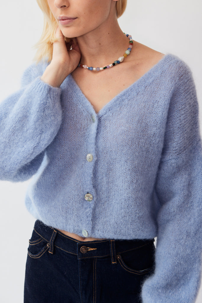 American Dreams Cornelia Cropped Cardigan in Light Blue at Parc Shop | Minneapolis, MN