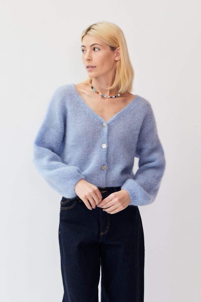 American Dreams Cornelia Cropped Cardigan in Light Blue at Parc Shop | Minneapolis, MN