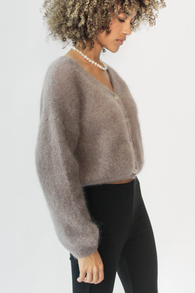 American Dreams Cornelia Cropped Cardigan in Light Taupe at Parc Shop | Minneapolis, MN