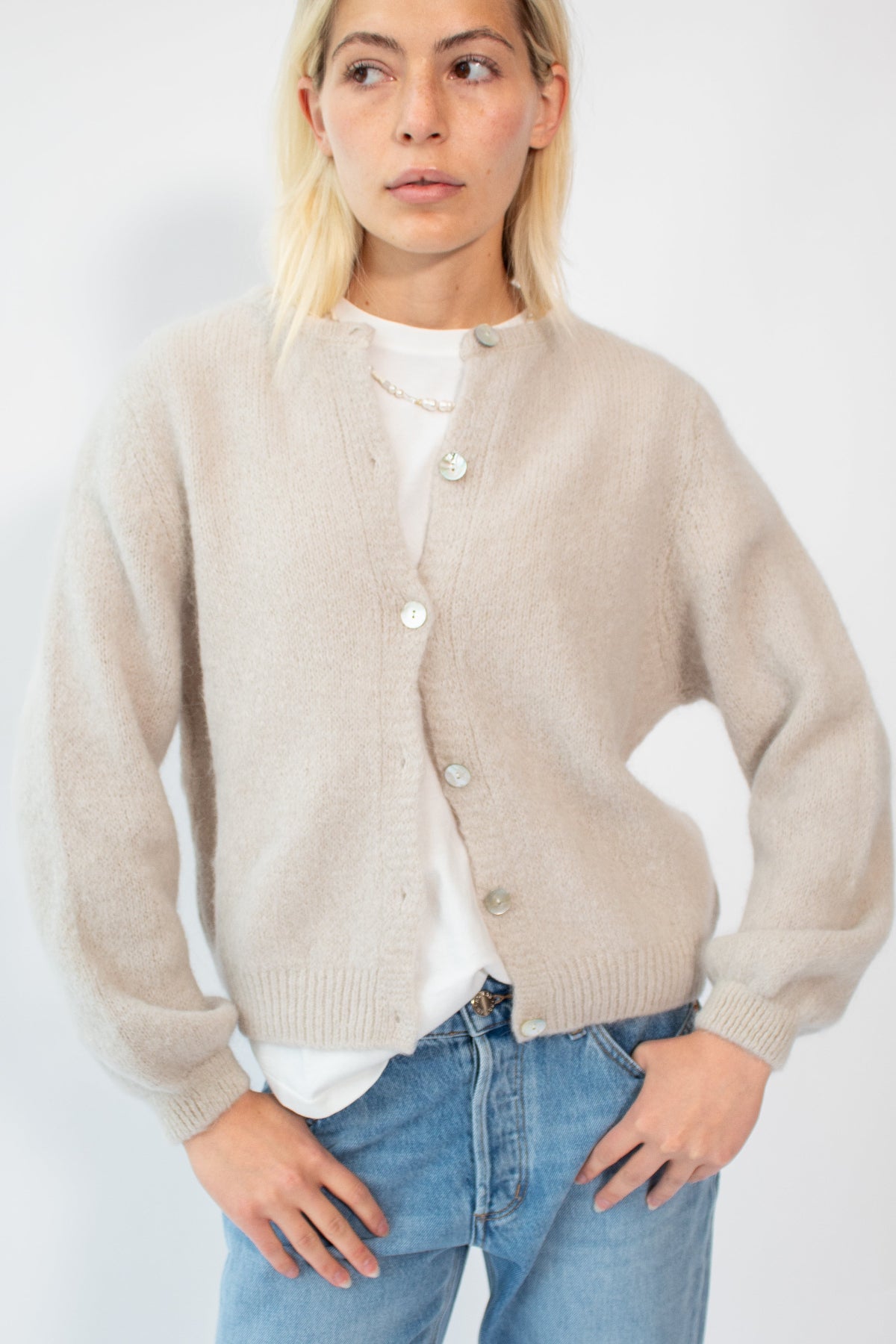 カーディガン Ameri VINTAGE SILK AIRY CARDIGAN Cotton Charm™ Fika Cardigan | Aritzia US