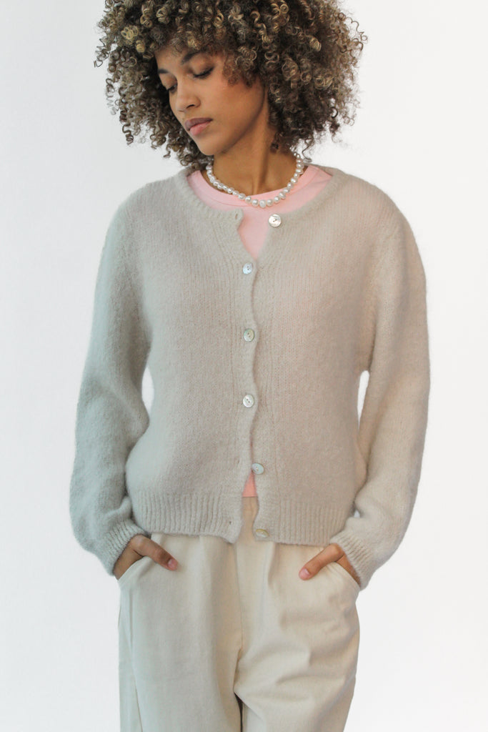 American Dreams Susan Alpaca Cardigan in Beige at Parc Shop | Minneapolis, MN