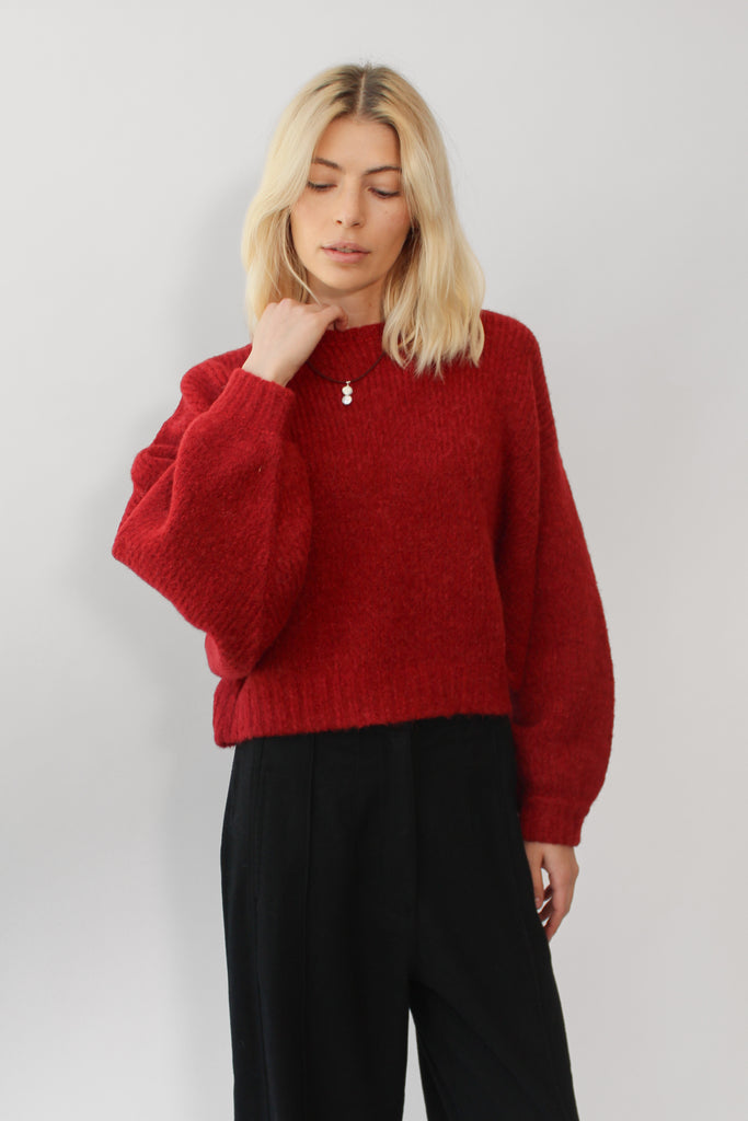 Atelier Delphine Balloon Sleeve Sweater in Burgundy at Parc Shop | Minneapolis, MN