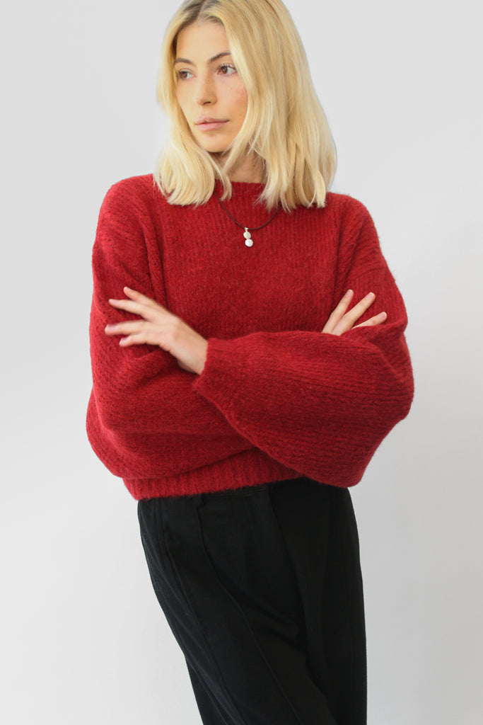 Atelier Delphine Balloon Sleeve Sweater in Burgundy at Parc Shop | Minneapolis, MN