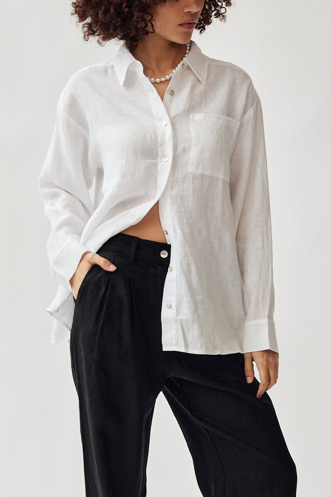 Donni Linen Relaxed Shirt in Powder at Parc Shop