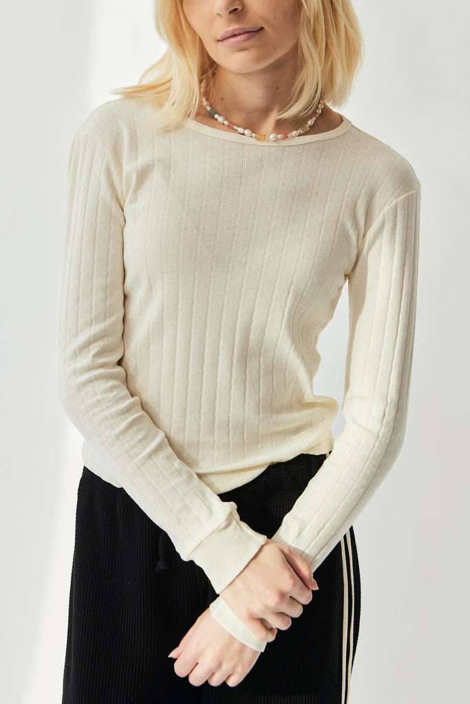 Donni Pointelle Long Sleeve in Creme at Parc Shop | Minneapolis, MN