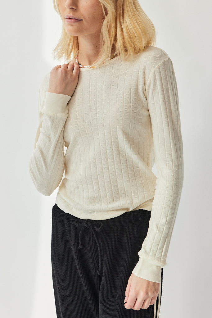 Donni Pointelle Long Sleeve in Creme at Parc Shop | Minneapolis, MN