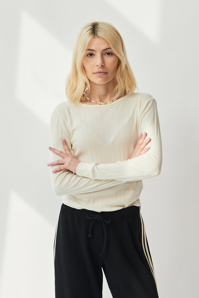 Donni Pointelle Long Sleeve in Creme at Parc Shop | Minneapolis, MN