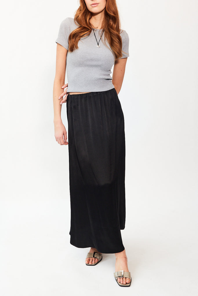 Donni Satiny Simple Skirt in Jet at Parc Shop