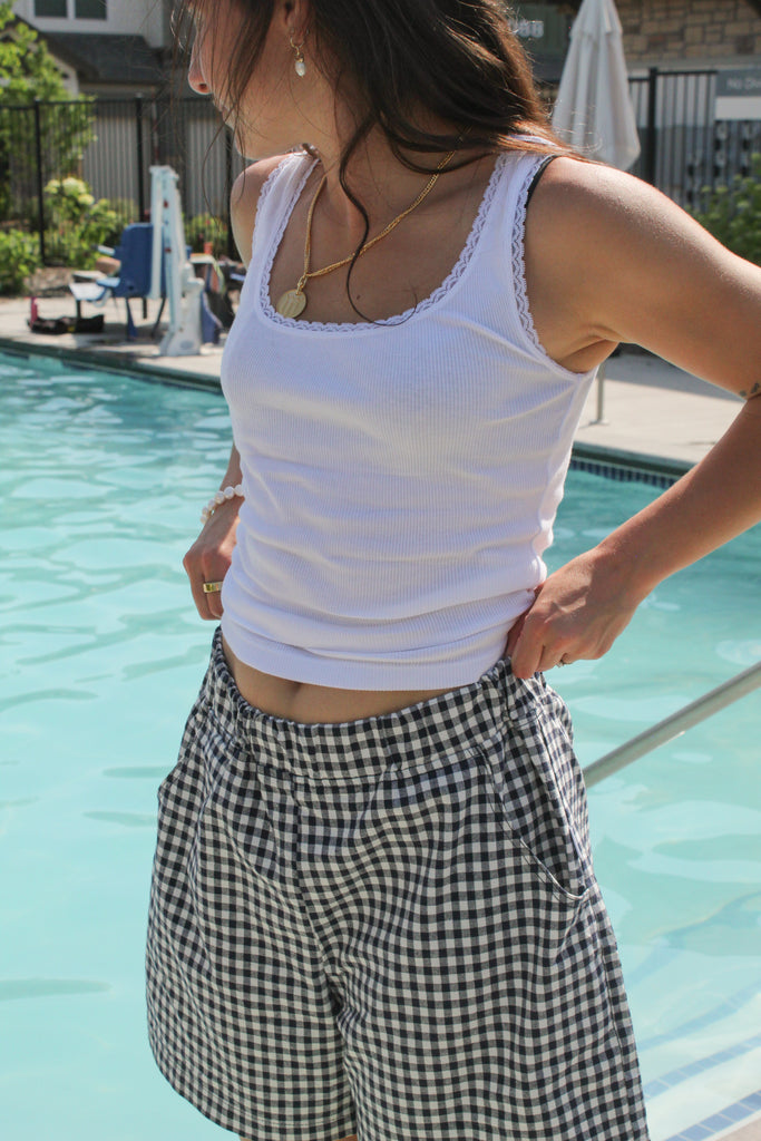 Donni Vintage Rib Lace Top in Powder at Parc Shop | Minneapolis, MN