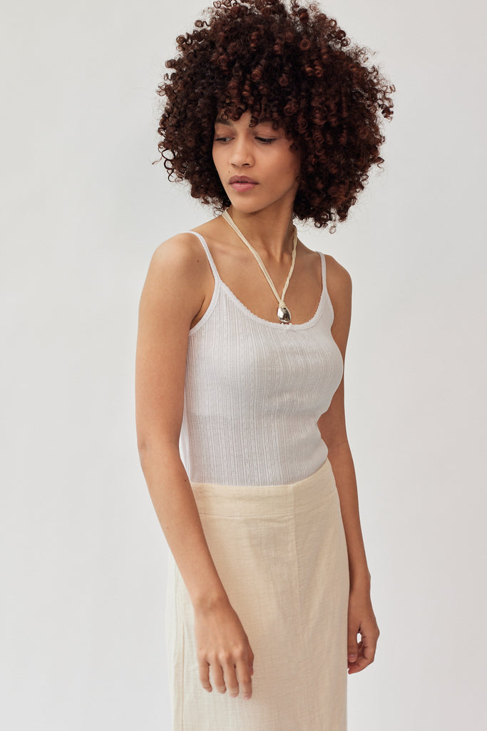 Dunst Crochet Sleeveless Top in White at Parc Shop