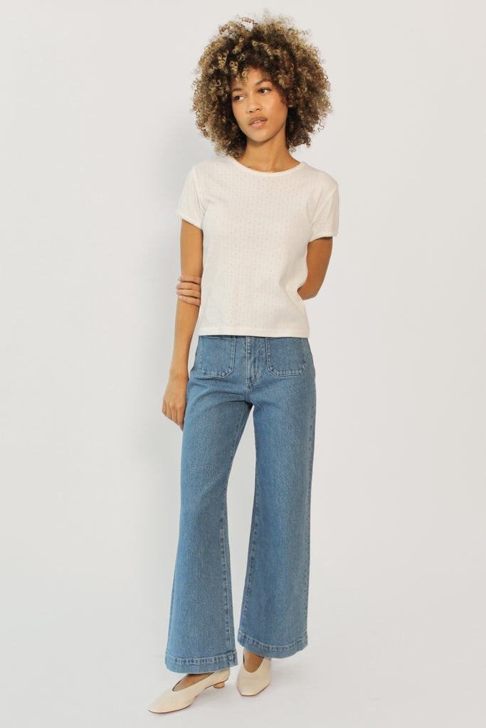 Dunst Essential Slim Fit Crochet Top in White at Parc Shop | Minneapolis, MN