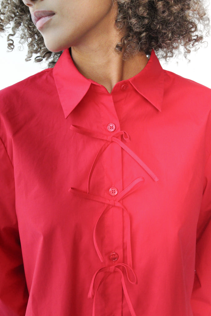Find Me Now Genevieve Button Down in Scarlet Red at Parc Shop | Minneapolis, MN