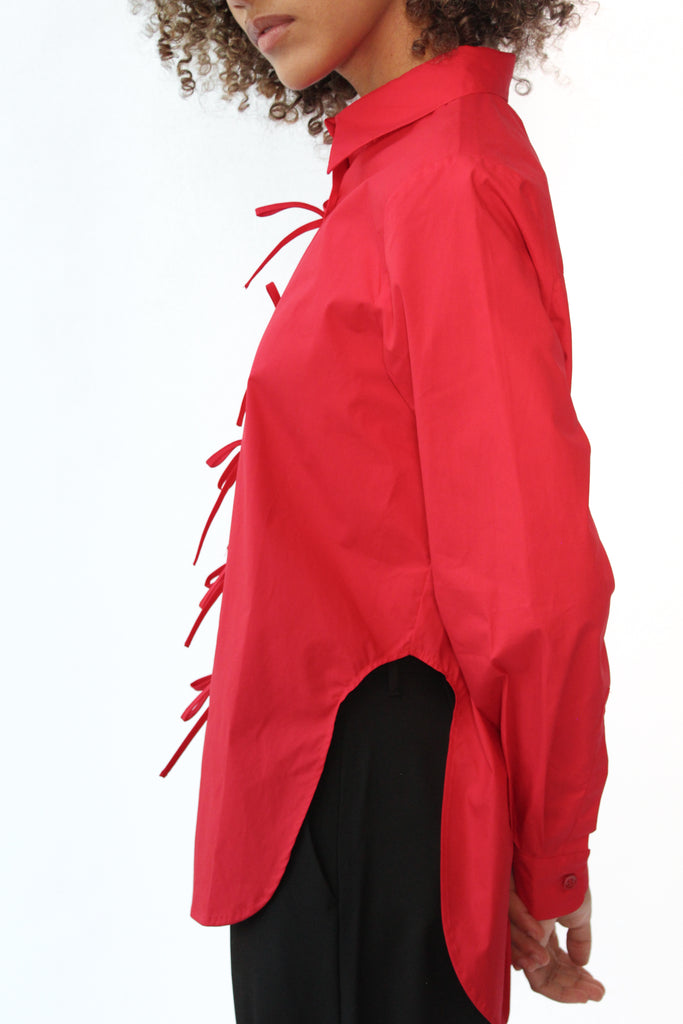 Find Me Now Genevieve Button Down in Scarlet Red at Parc Shop | Minneapolis, MN