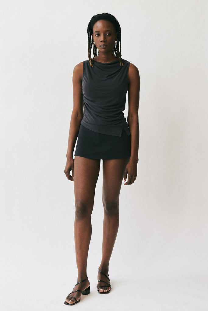 Geel Aria Mini Skirt in Jet Black at Parc Shop