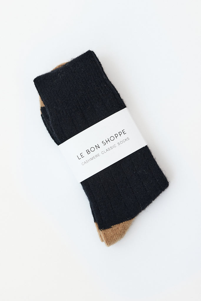 Le Bon Shoppe Classic Cashmere Socks in Black at Parc Shop