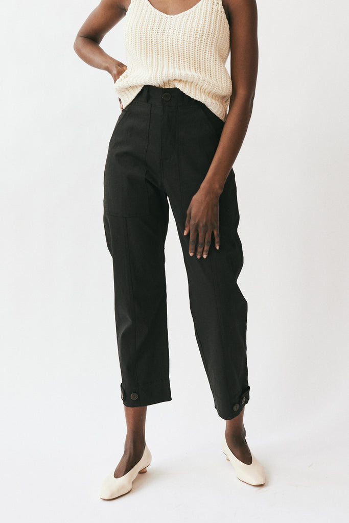 Mijeong Park Cropped Workwear Pant in Black at Parc Shop