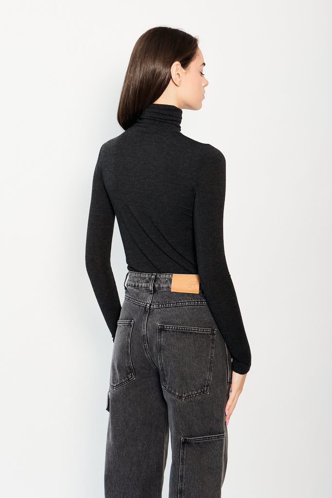 Mijeong Park - Roll Neck Jersey Top - Black - Parc Shop