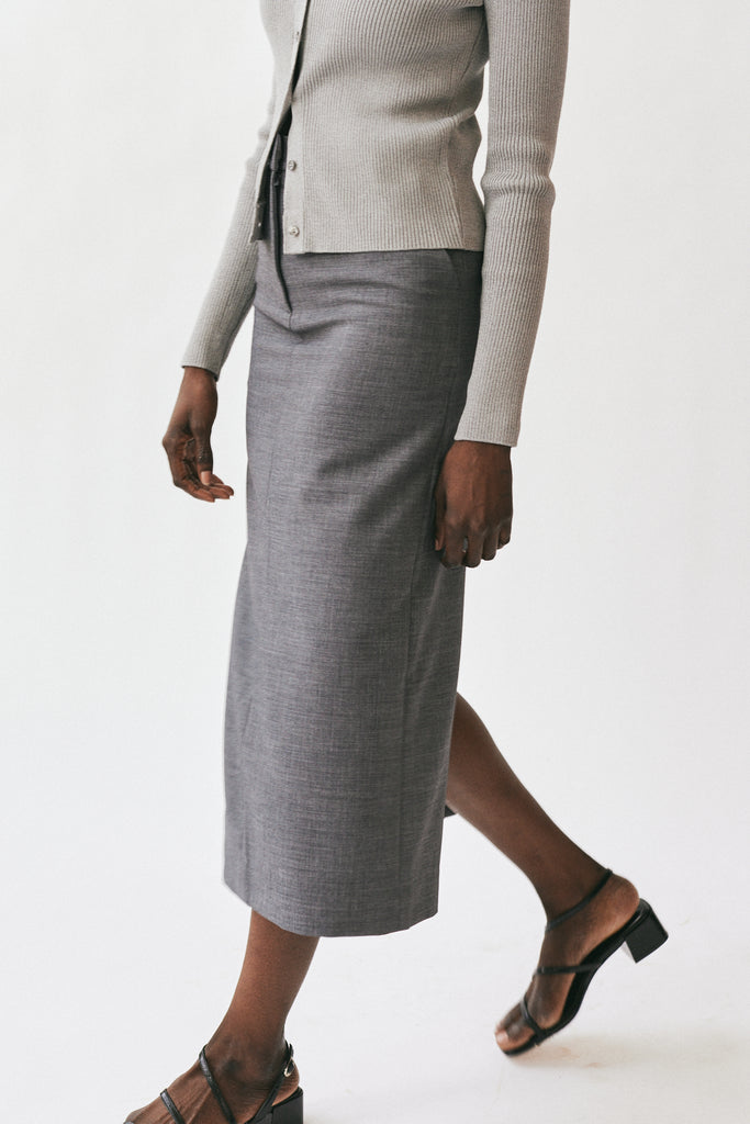 Mijeong Park Split Back Midi Skirt in Gray at Parc Shop