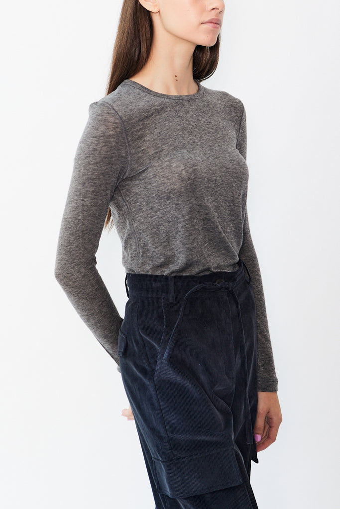 Mijeong Park - Wool Tencel Crew Neck Top - Heather Grey - Parc Shop