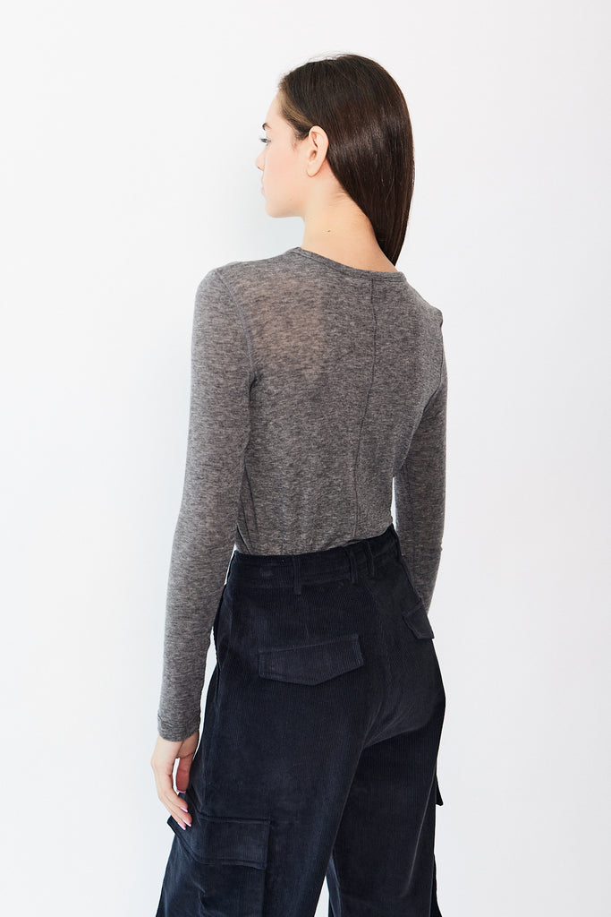 Mijeong Park - Wool Tencel Crew Neck Top - Heather Grey - Parc Shop