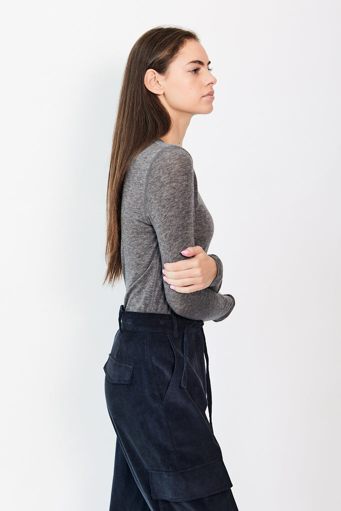 Mijeong Park - Wool Tencel Crew Neck Top - Heather Grey - Parc Shop